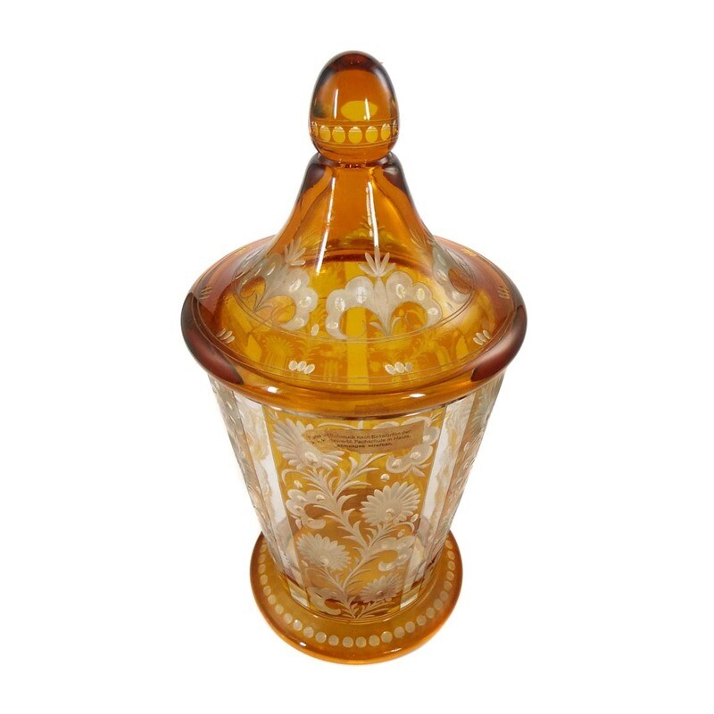 Lidded box with silver yellow stain and cut decoration, Haida technical school around 1920