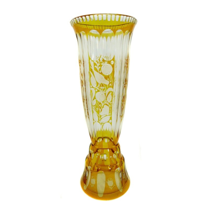 Tall vase with silver etching and burnished engraving, Haida Technical School, Oertel