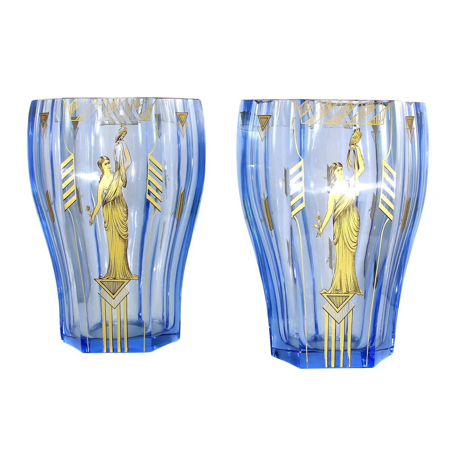 Pair of large vases with antique decor, Johann Oertel in Haida around 1920