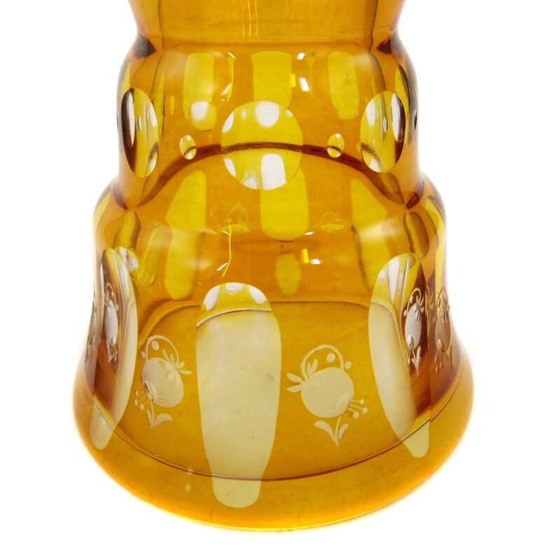 Tall vase with silver etching and burnished engraving, Haida Technical School, Oertel