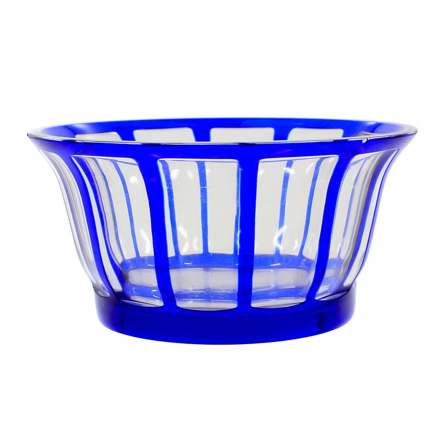 Bowl with cobalt blue overlay and cut-through ornamentation, Joh. Oertel, Haida