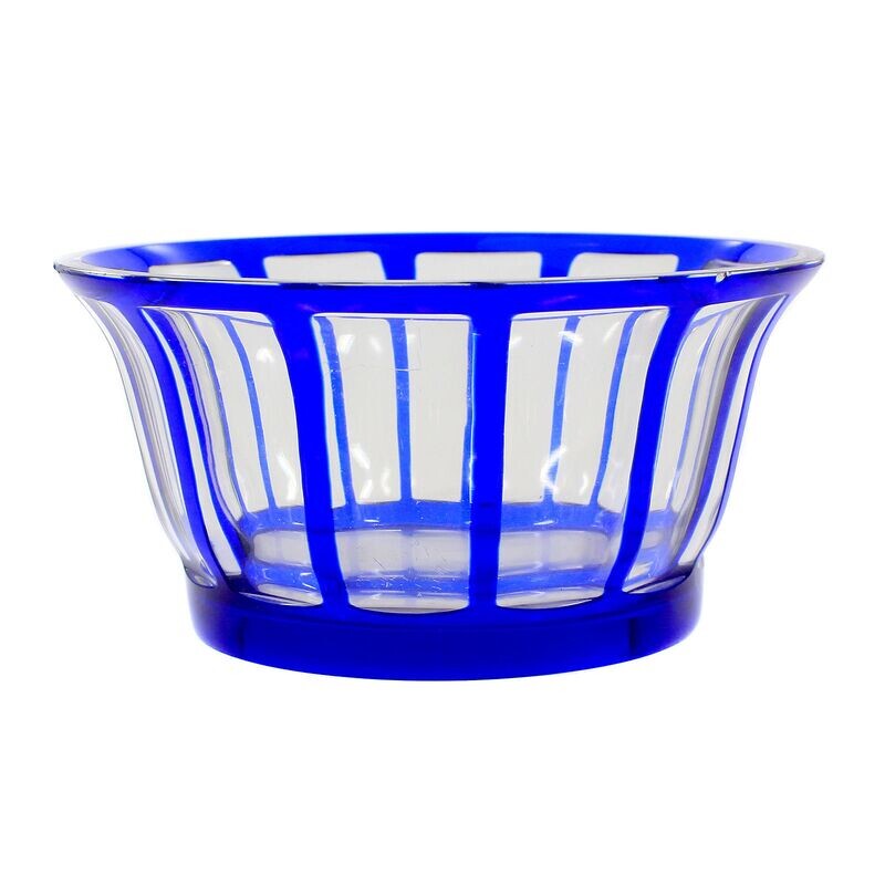 Bowl with cobalt blue overlay and cut-through ornamentation, Joh. Oertel, Haida