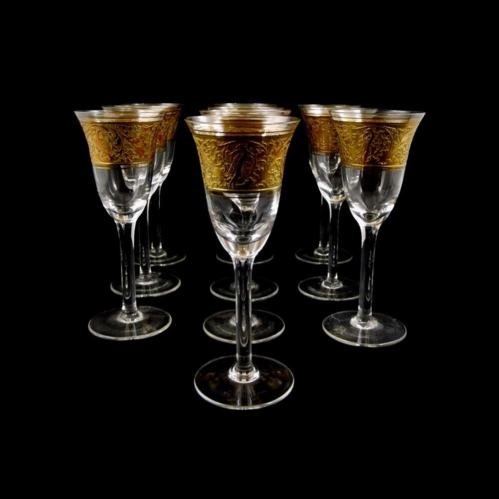1st of 10. Sherry glass with oroplastic decoration, Joh. Oertel in Haida around 1925