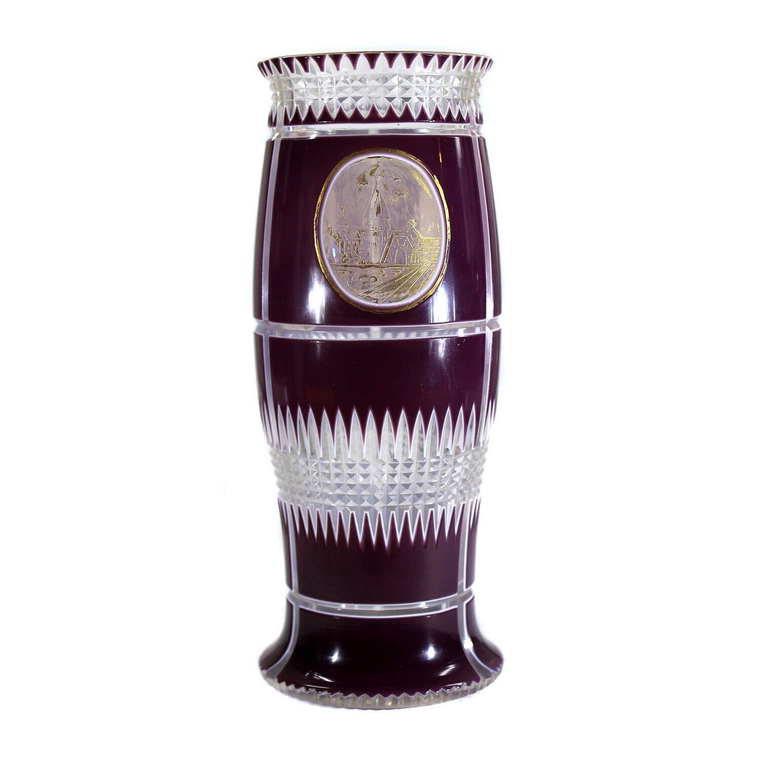Vase with double overlay and oval medallions, Johann Oertel Haida around 1915