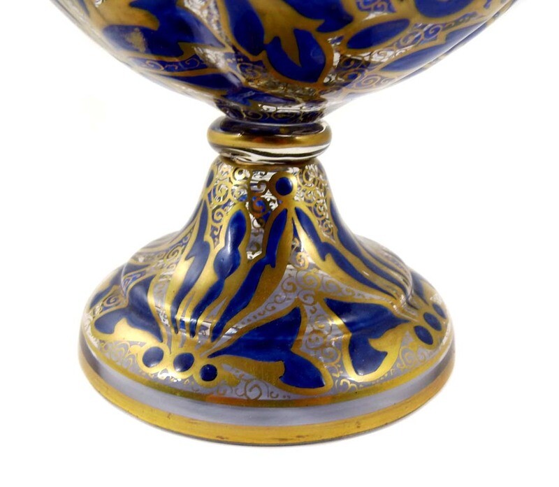 Lidded box with oriental enamel decoration &amp; gold painting, Julius Mühlhaus, Haida
