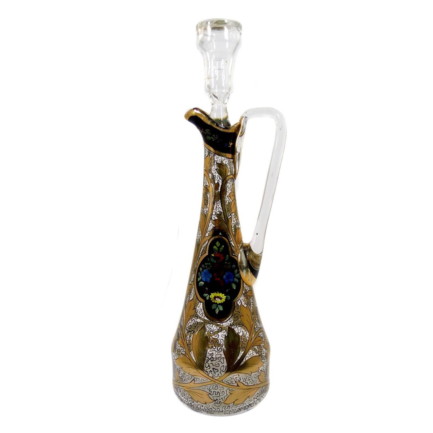 Carafe with transparent and gold painting, Julius Mühlhaus in Haida