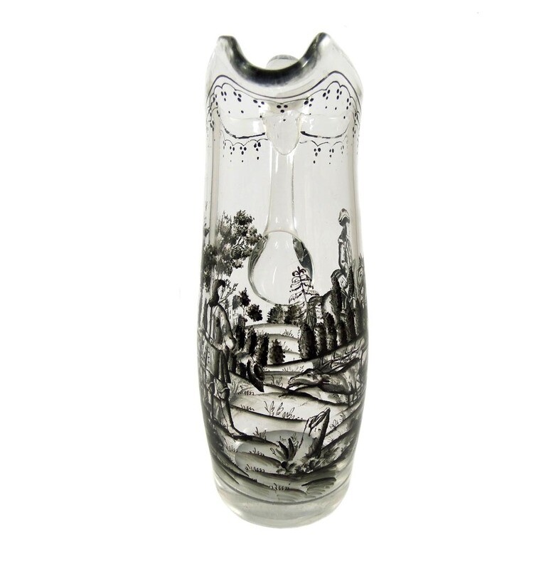 Handled jug with Schwarzlot painting, Julius Mühlhaus in Haida around 1900