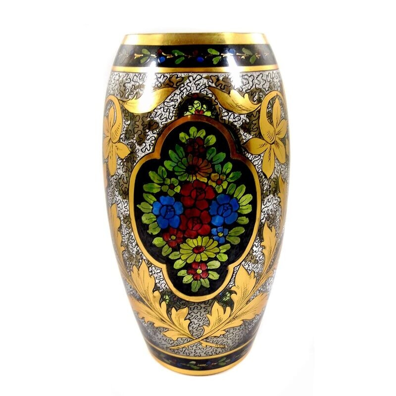 Vase with transparent and gold painting, Julius Mühlhaus in Haida