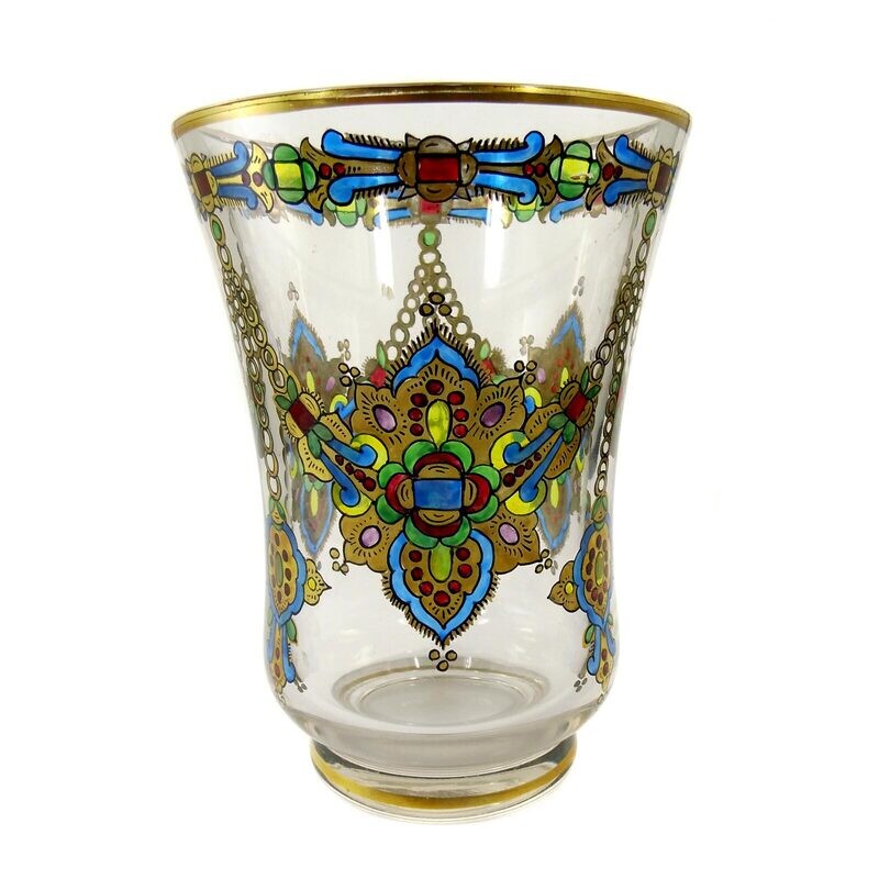 Vase with transparent enamel painting, Julius Mühlhaus in Haida around 1920