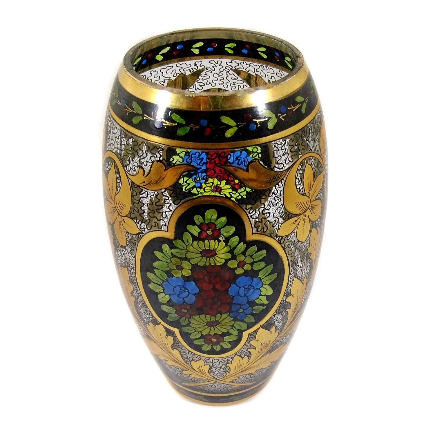Vase with transparent and gold painting, Julius Mühlhaus in Haida