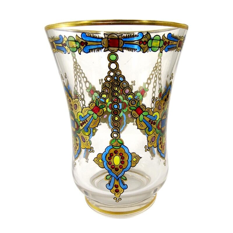 Vase with transparent enamel painting, Julius Mühlhaus in Haida around 1920
