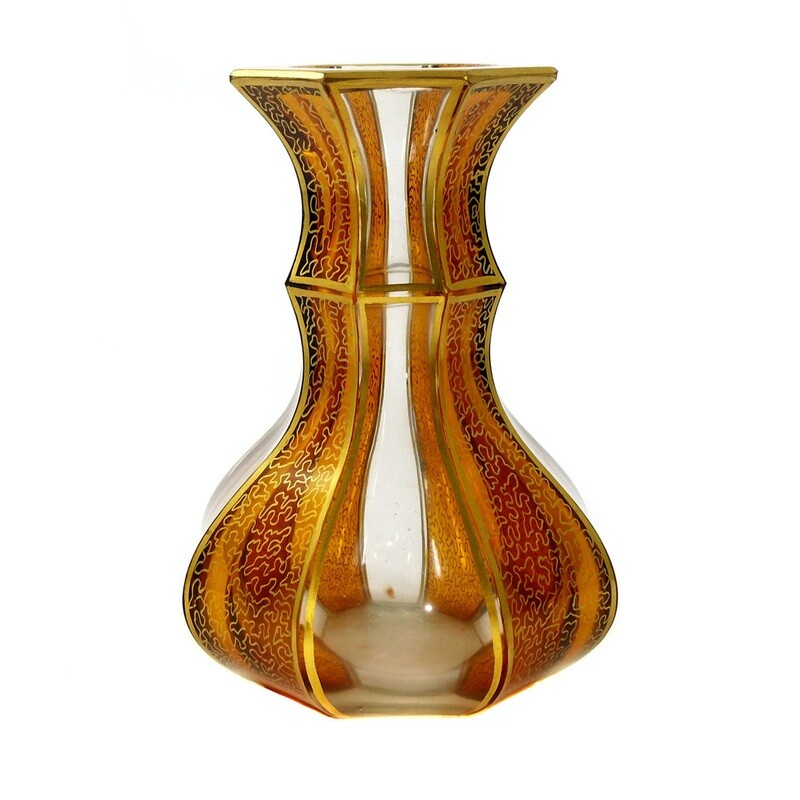 Small decorative vase with surface cut &amp; worm line decoration, Wenzel Kulka in Haida around 1920