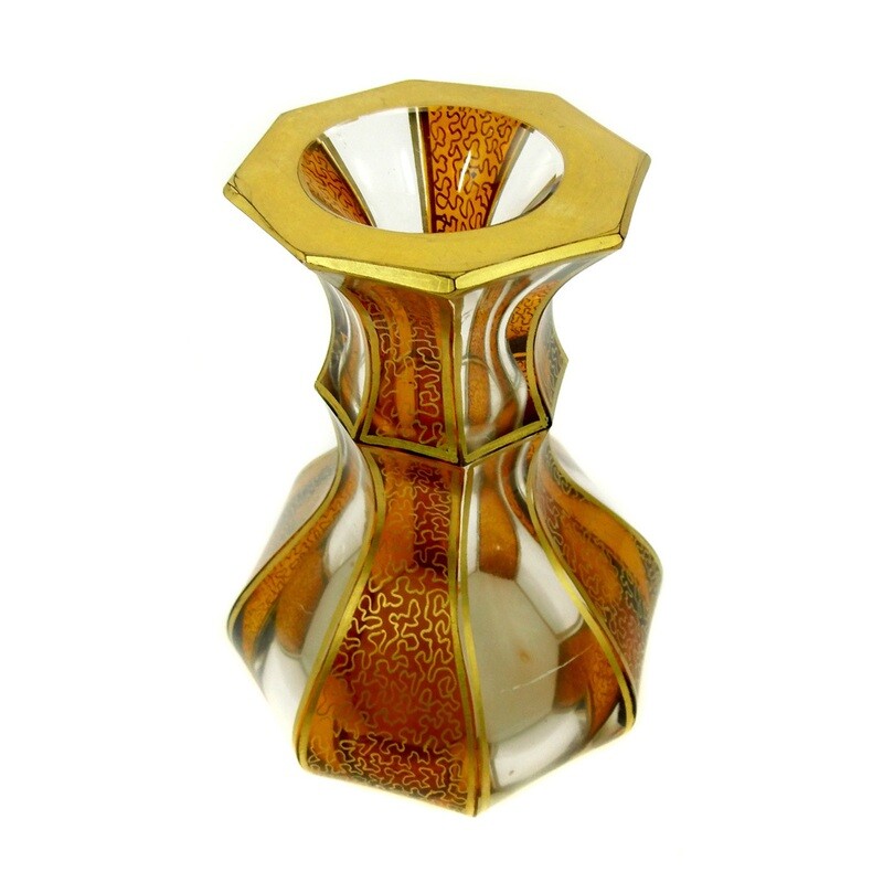 Small decorative vase with surface cut &amp; worm line decoration, Wenzel Kulka in Haida around 1920