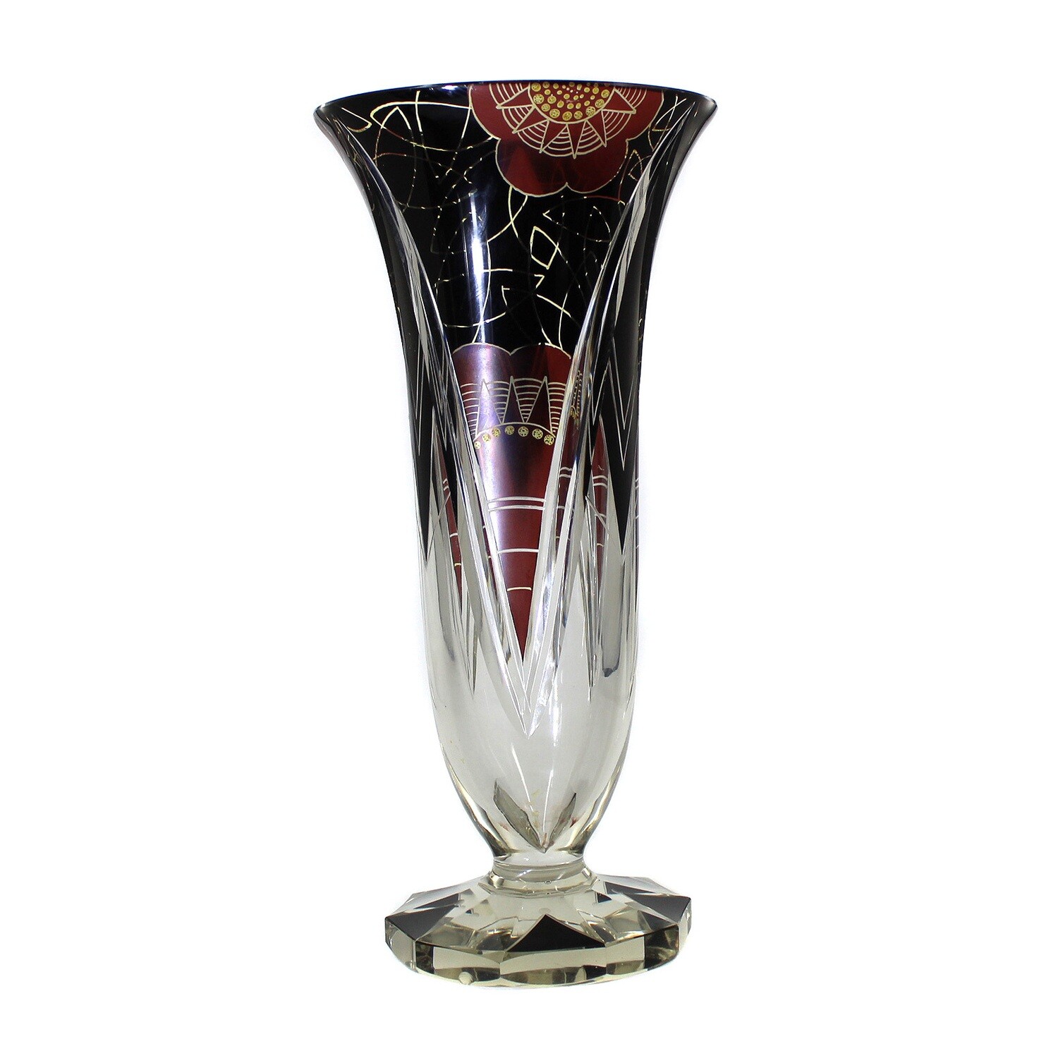 Large Art Deco vase with colorfully glazed fields, Karl Palda in Haida around 1930