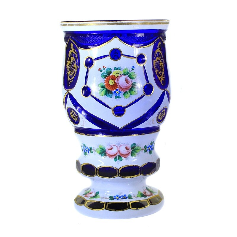 High-quality mug with cobalt blue interior and tin enamel overlay, post