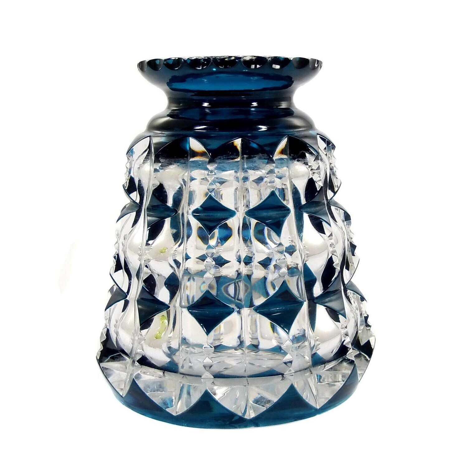 Small vase with light blue overlay and decorative cut decoration, Haida around 1930