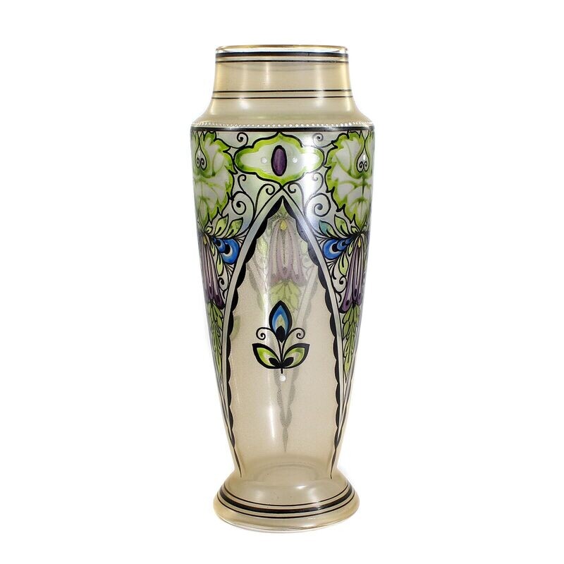 Vase with black solder and colorful transparent enamel painting, Haida Technical School