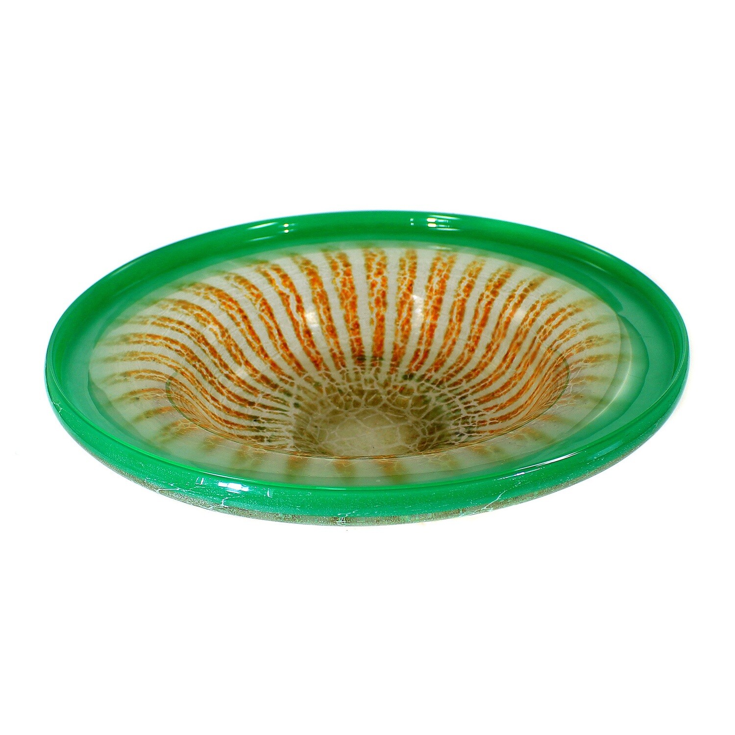 33 cm WMF Ikora bowl with green rim and yellow &amp; white powder inclusions