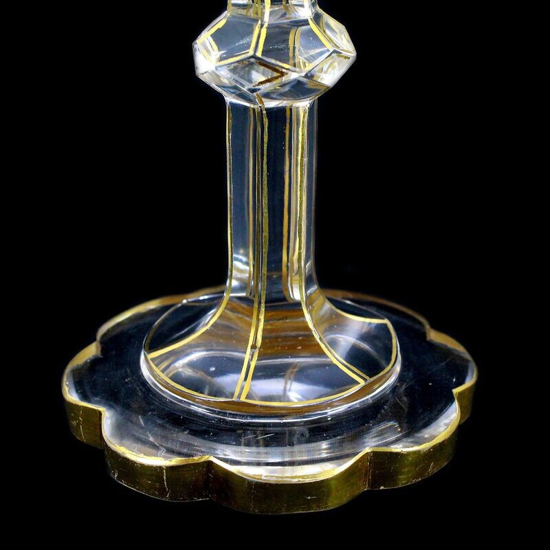 Decorative goblet with a faceted shaft and golden worm line decoration, F. Hantschel