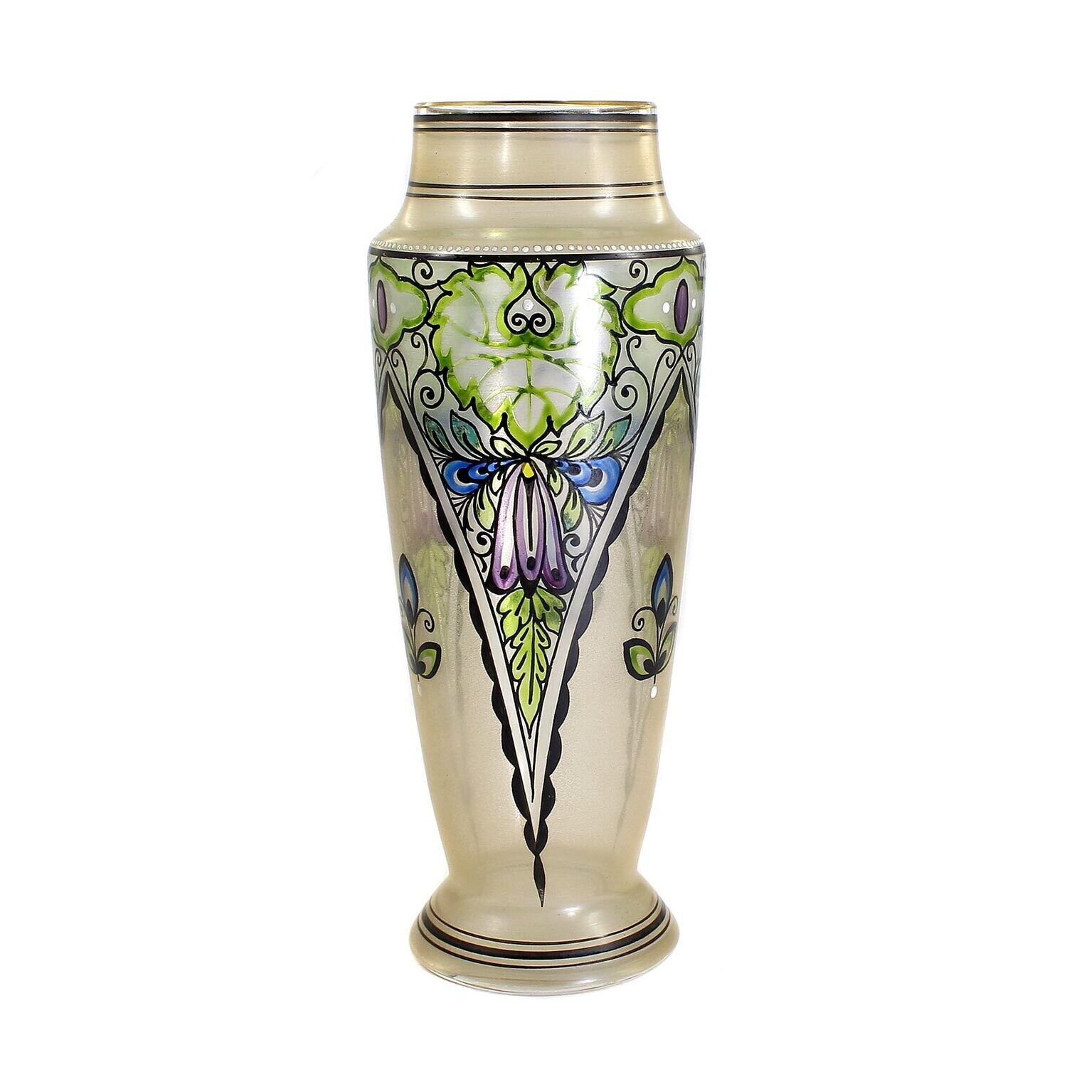 Vase with black solder and colorful transparent enamel painting, Haida Technical School