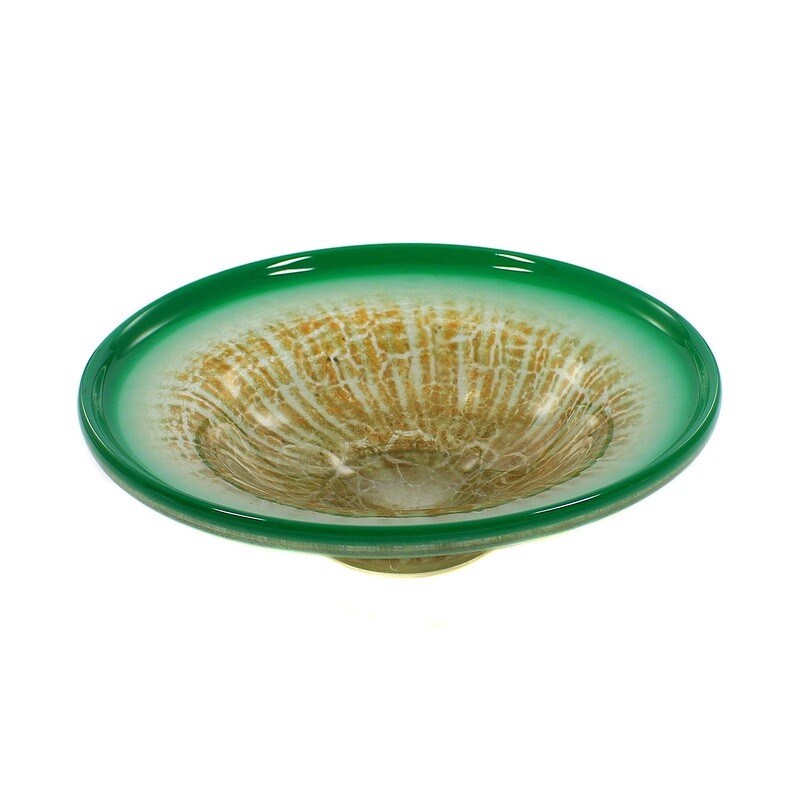 WMF Ikora bowl with green rim and yellow &amp; white powder inclusions
