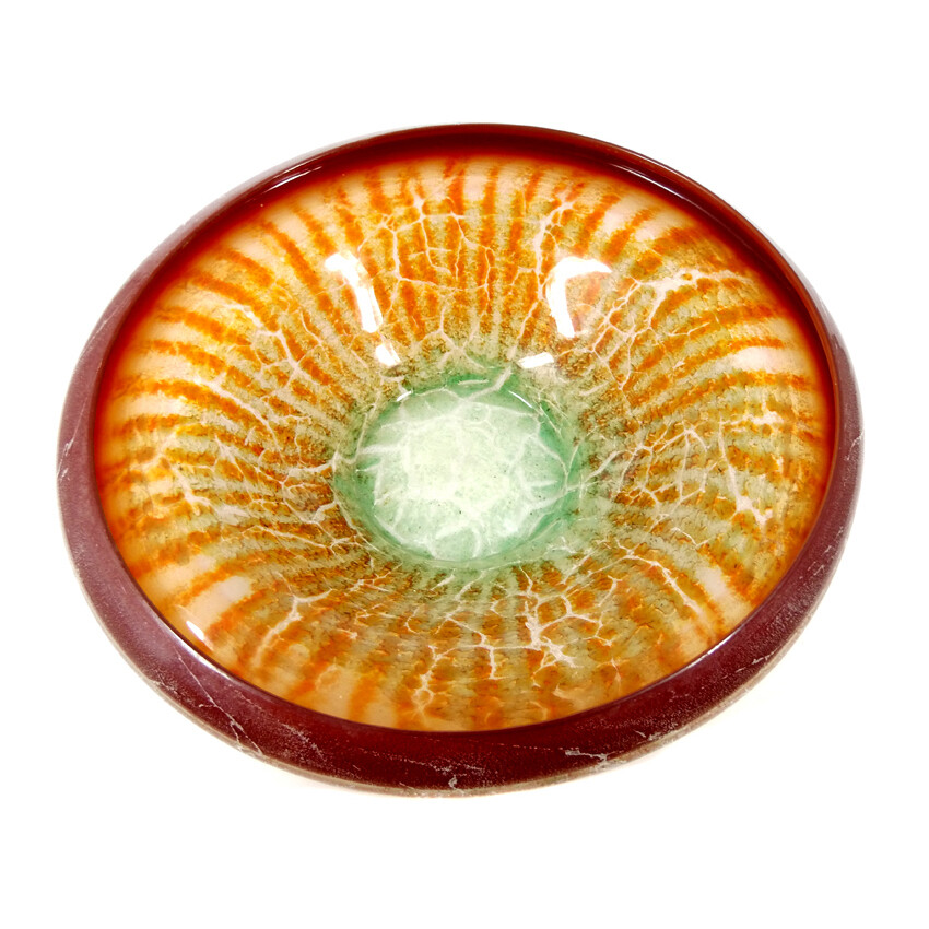 WMF Ikora bowl with red edge and yellow &amp; green powder melts
