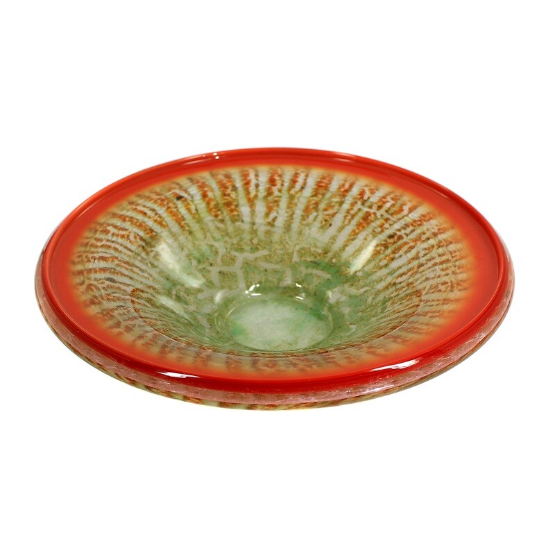 WMF Ikora bowl with red edge and yellow &amp; green powder melts