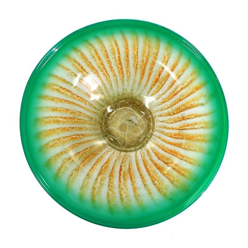 WMF Ikora bowl with green edge and yellow &amp; white powder melts