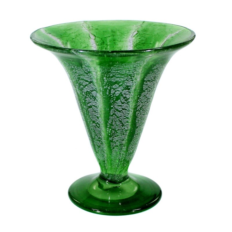 WMF Ikora vase with green &amp; silvery white powder encapsulation, shape E528