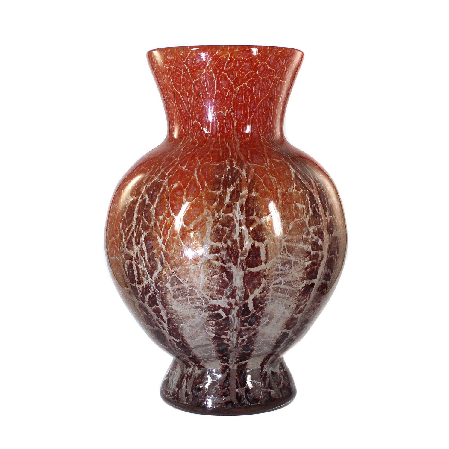 Large WMF Ikora vase with orange powder melts, form E690 around 1937