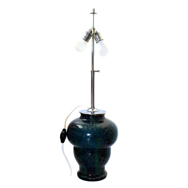 Large WMF Ikora lamps made of light blue and opaque green underlaid glass around 1930
