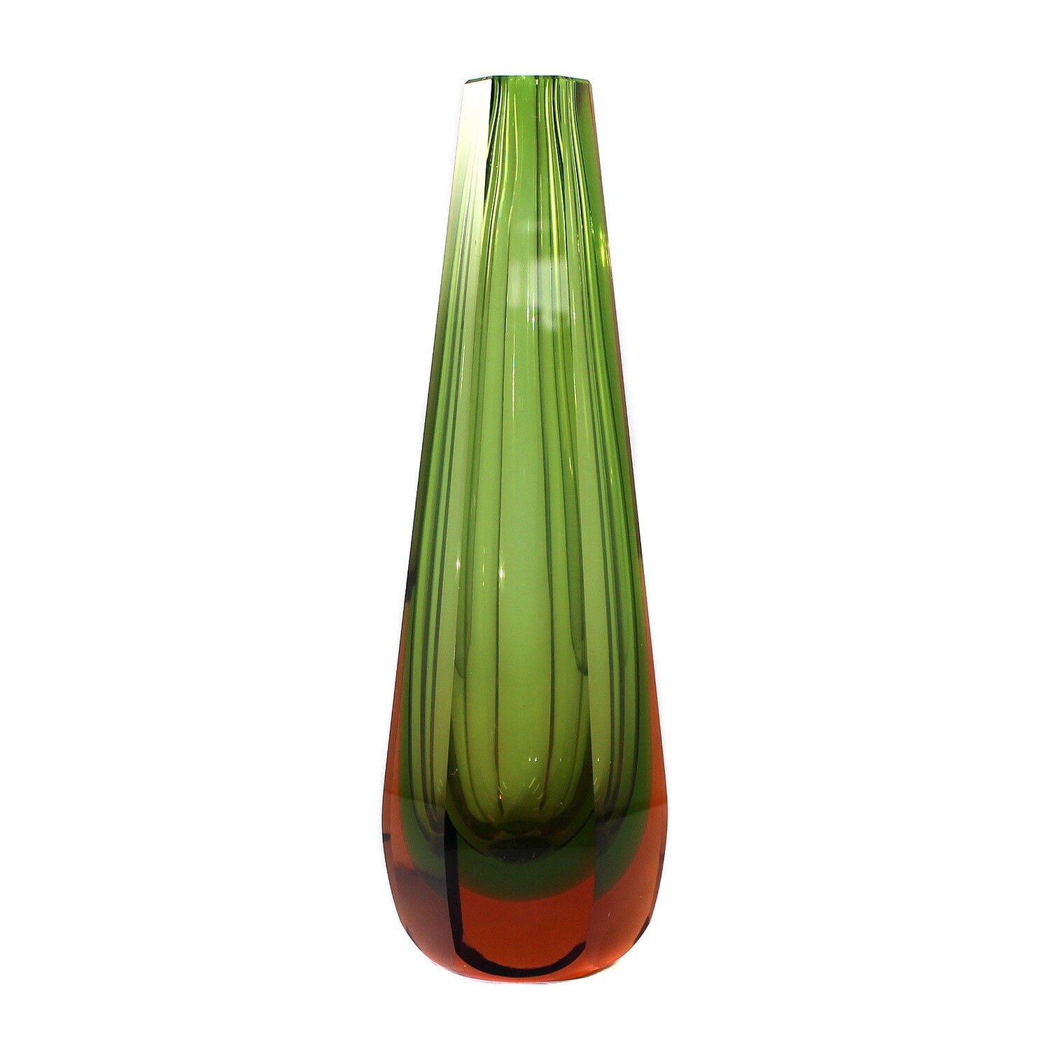 Sommerso Blockvase, hexagonal facettiert, WMF, Entw. Erich Jachmann