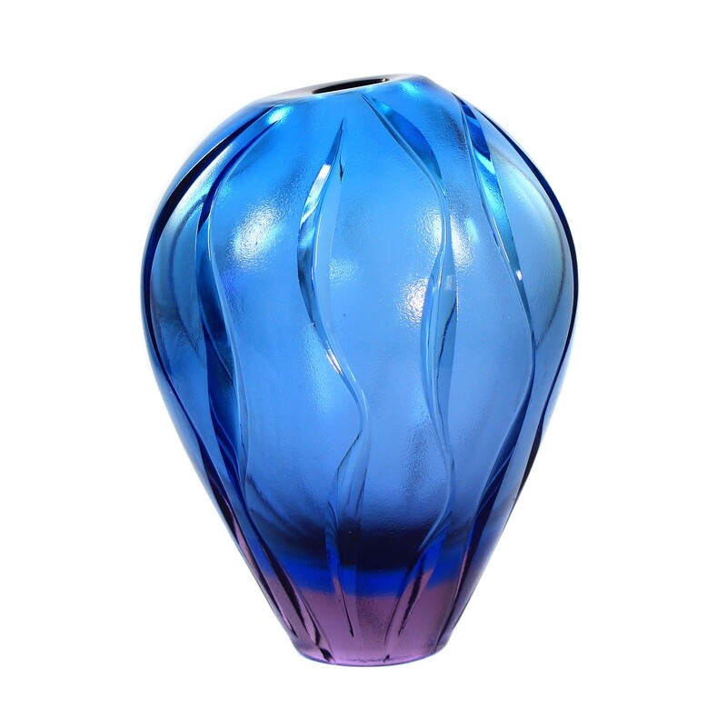 Vase with blue and violet base and wedge cut, WMF, Jachmann