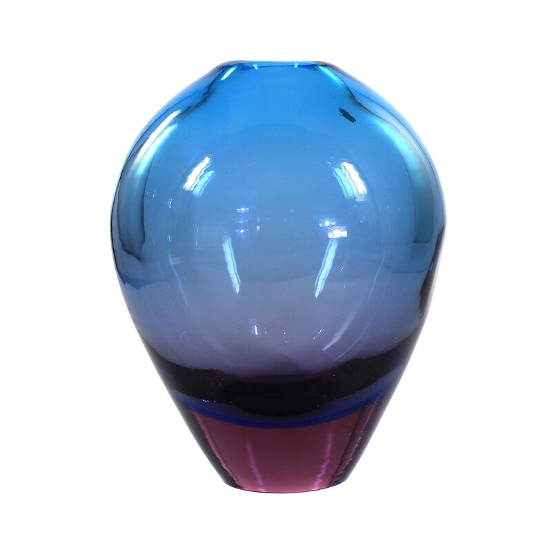 Vase with blue and violet underlay, WMF, designed by Erich Jachmann around 1950