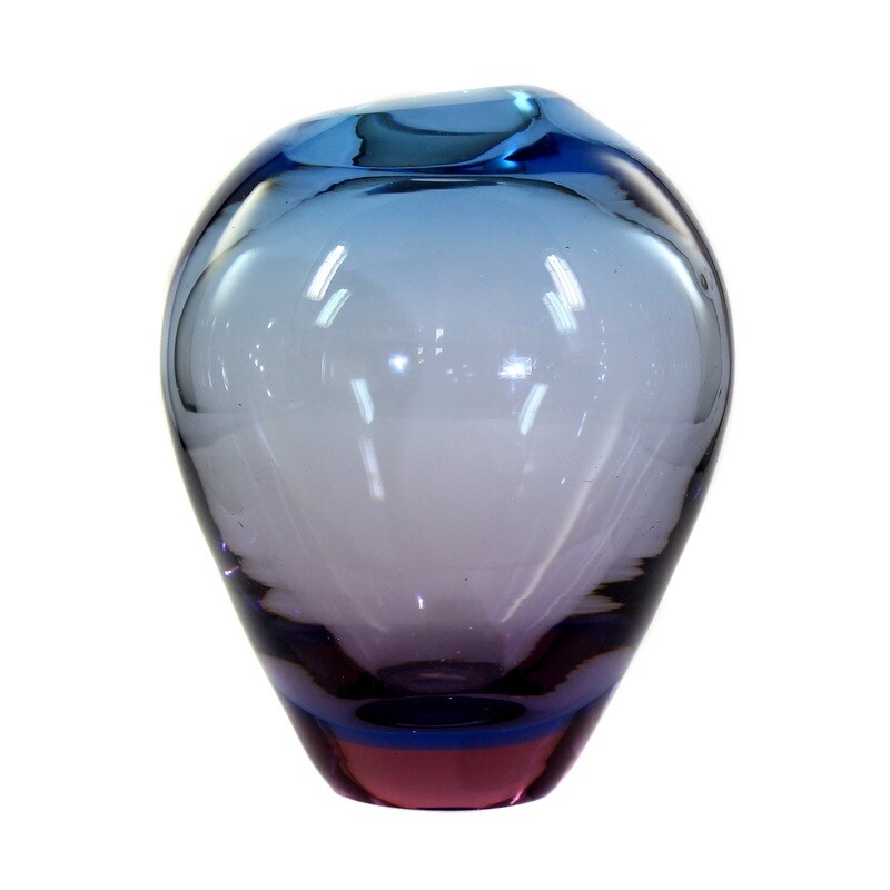 Vase with blue and violet underlay, WMF, designed by Erich Jachmann around 1950