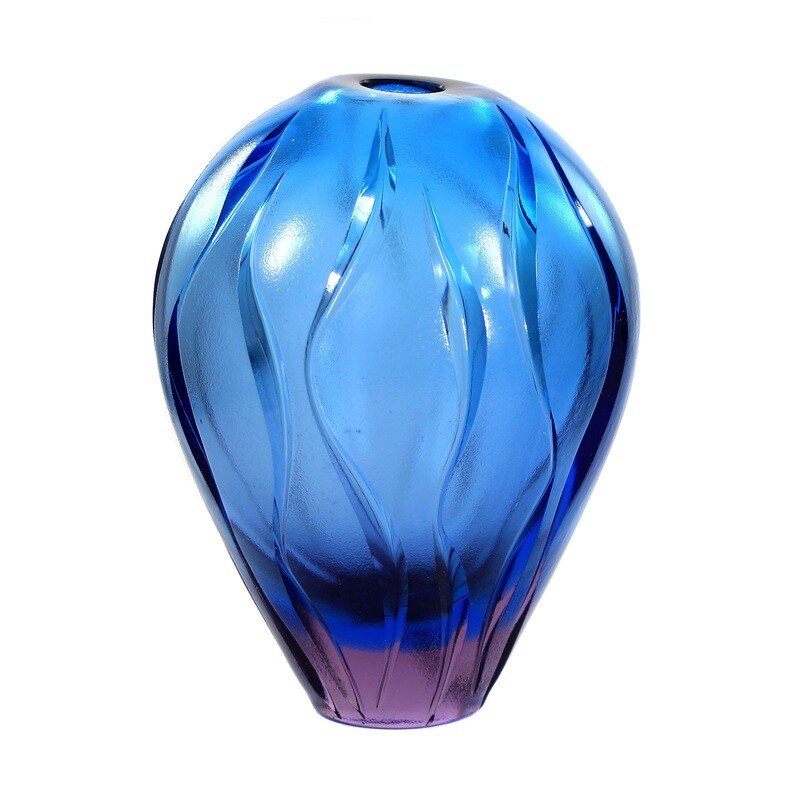 Vase with blue and violet base and wedge cut, WMF, Jachmann