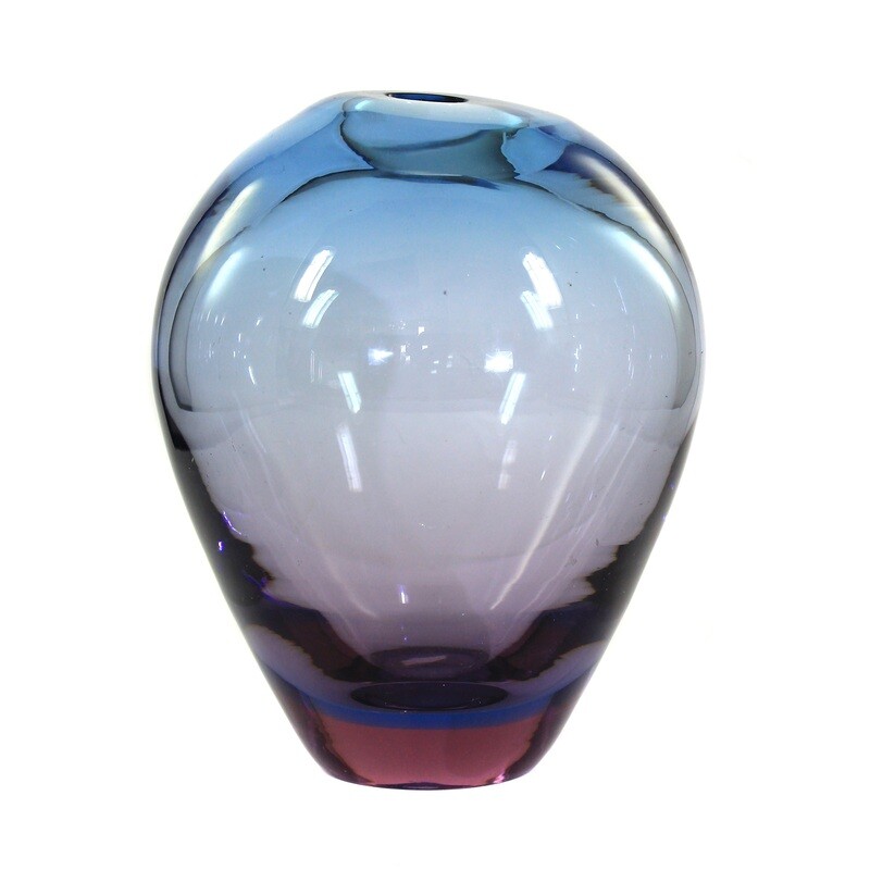 Vase with blue and violet underlay, WMF, designed by Erich Jachmann around 1950