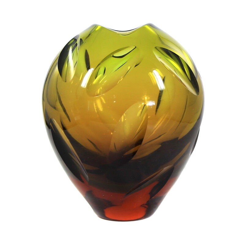 Vase with green and brown-pink base, WMF, designed by Erich Jachmann around 1960