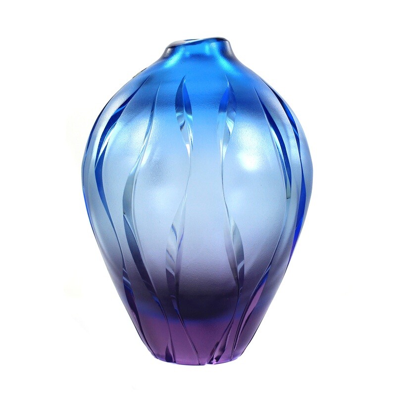Vase with blue and violet base and wedge cut, WMF, Jachmann