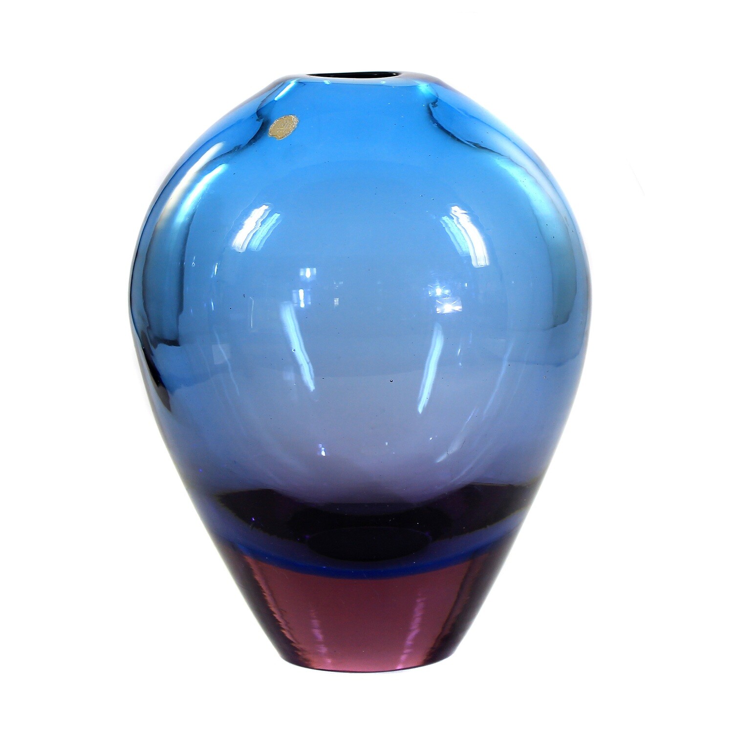 Vase with blue and violet underlay, WMF, designed by Erich Jachmann around 1950