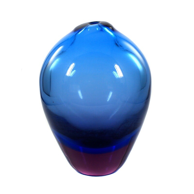 Vase with blue and violet underlay, WMF, designed by Erich Jachmann around 1950