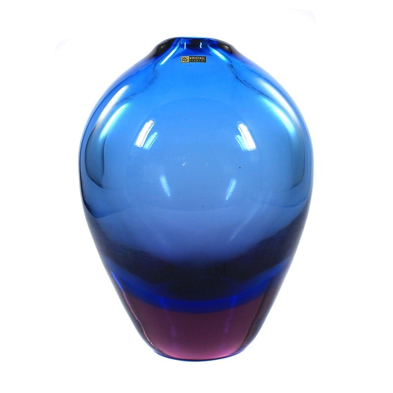 Vase with blue and violet underlay, WMF, designed by Erich Jachmann around 1950