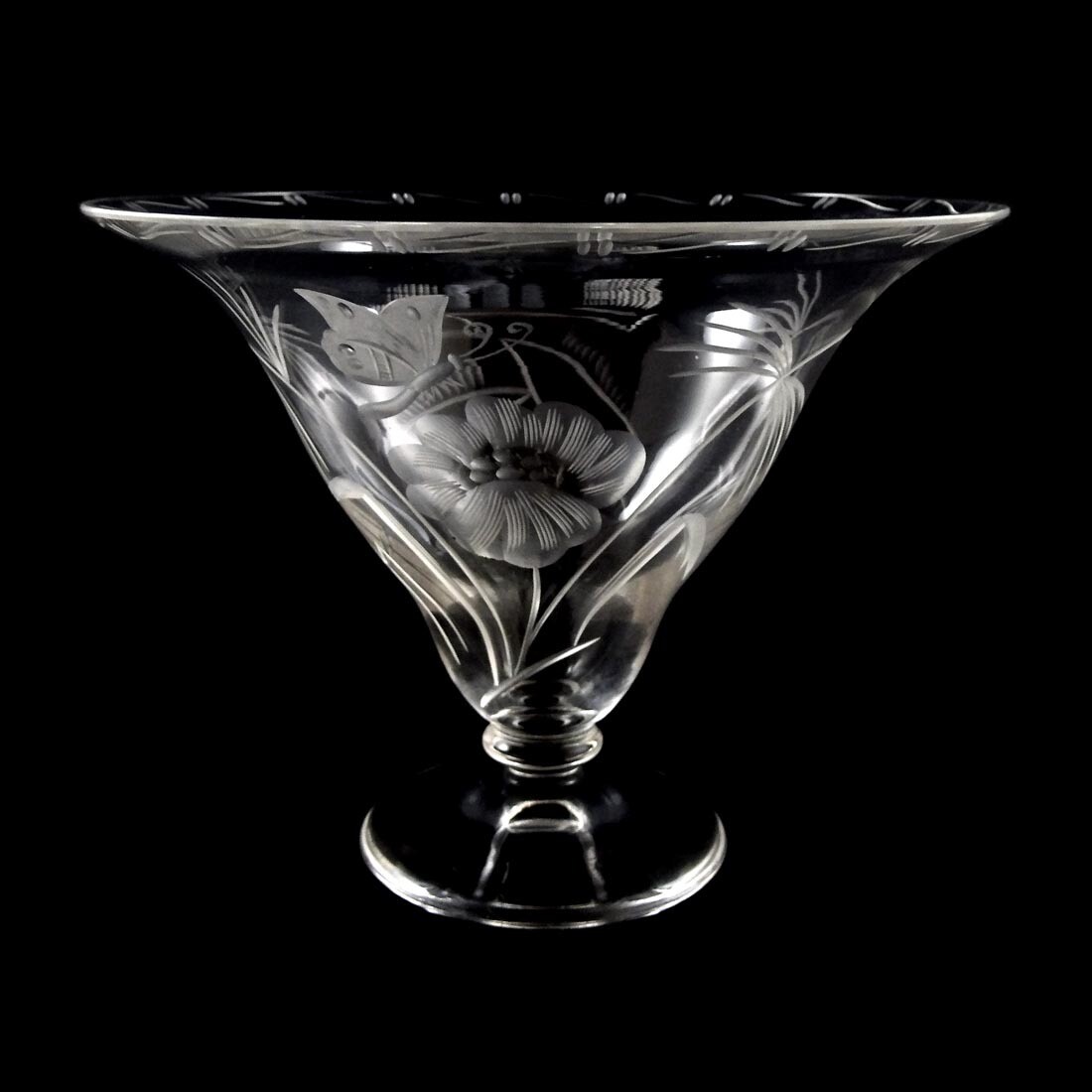 Footed bowl with engraved and blued decoration, Steinschönau technical school around 1915