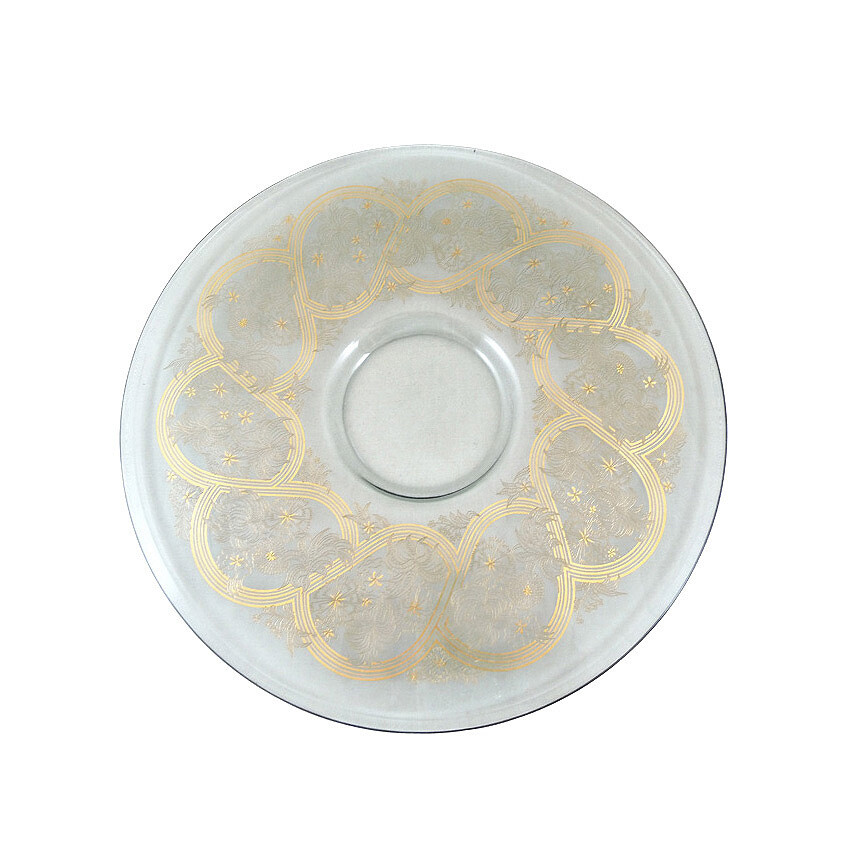 Large bowl with gold-plated needle etching, signed J. Altmann, Steinschönau 1942