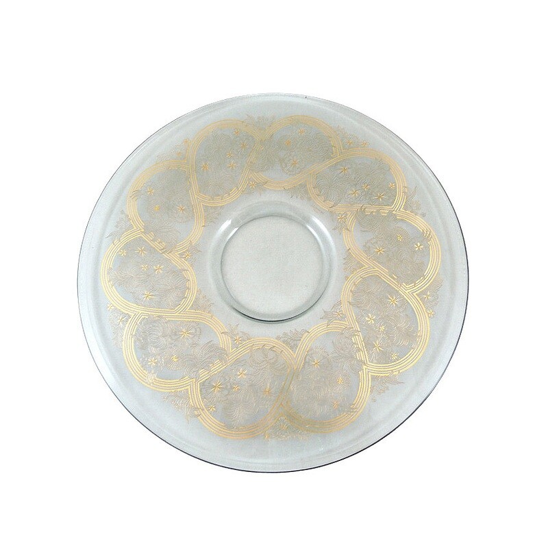 Large bowl with gold-plated needle etching, signed J. Altmann, Steinschönau 1942