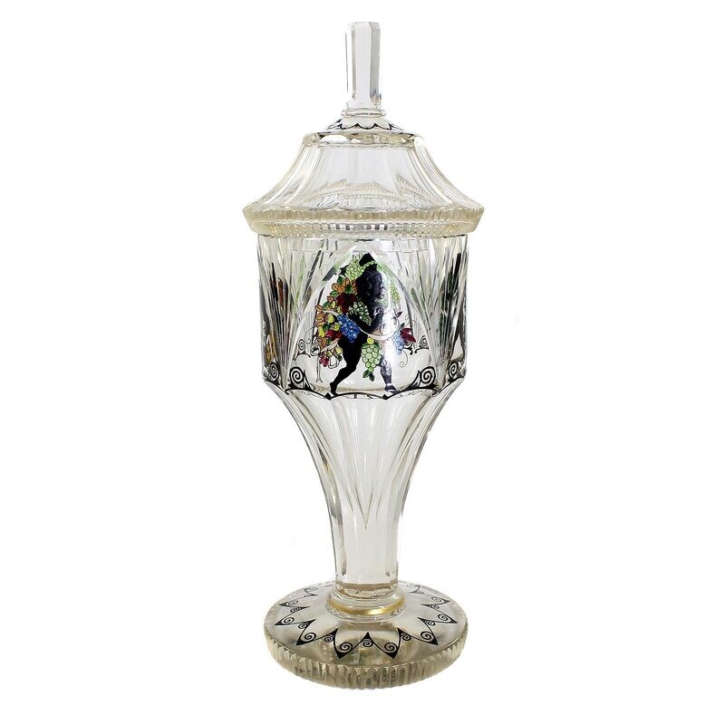 Large lidded cup depicting the four seasons, Steinschönau Technical School
