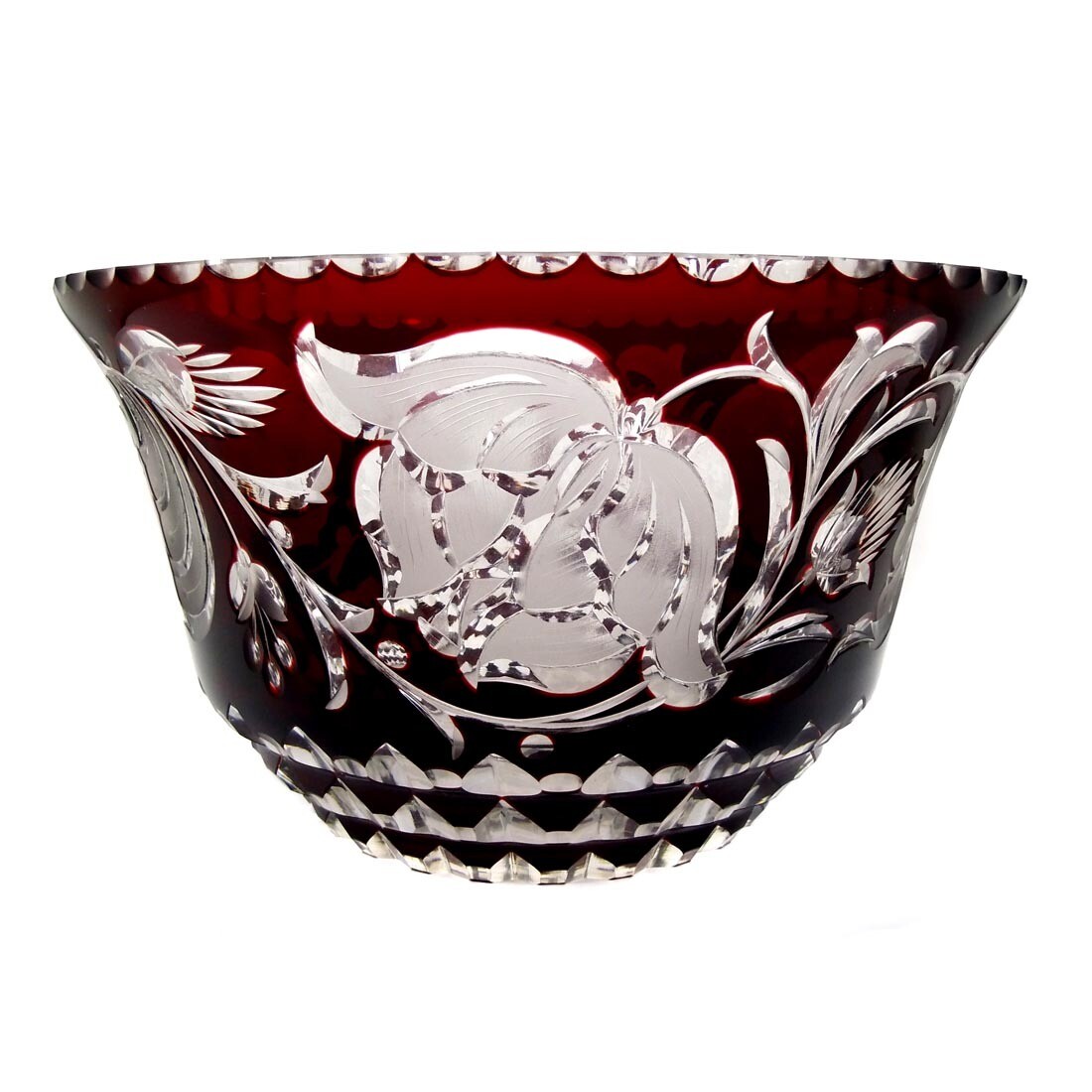 High-quality overlay bowl with deep-cut decoration, Prof. A. Beckert, E. Kromer