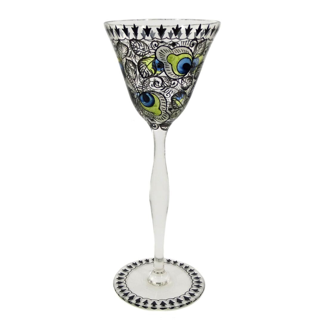 Stem glass with colorful enamel painting, Steinschönau around 1915-25