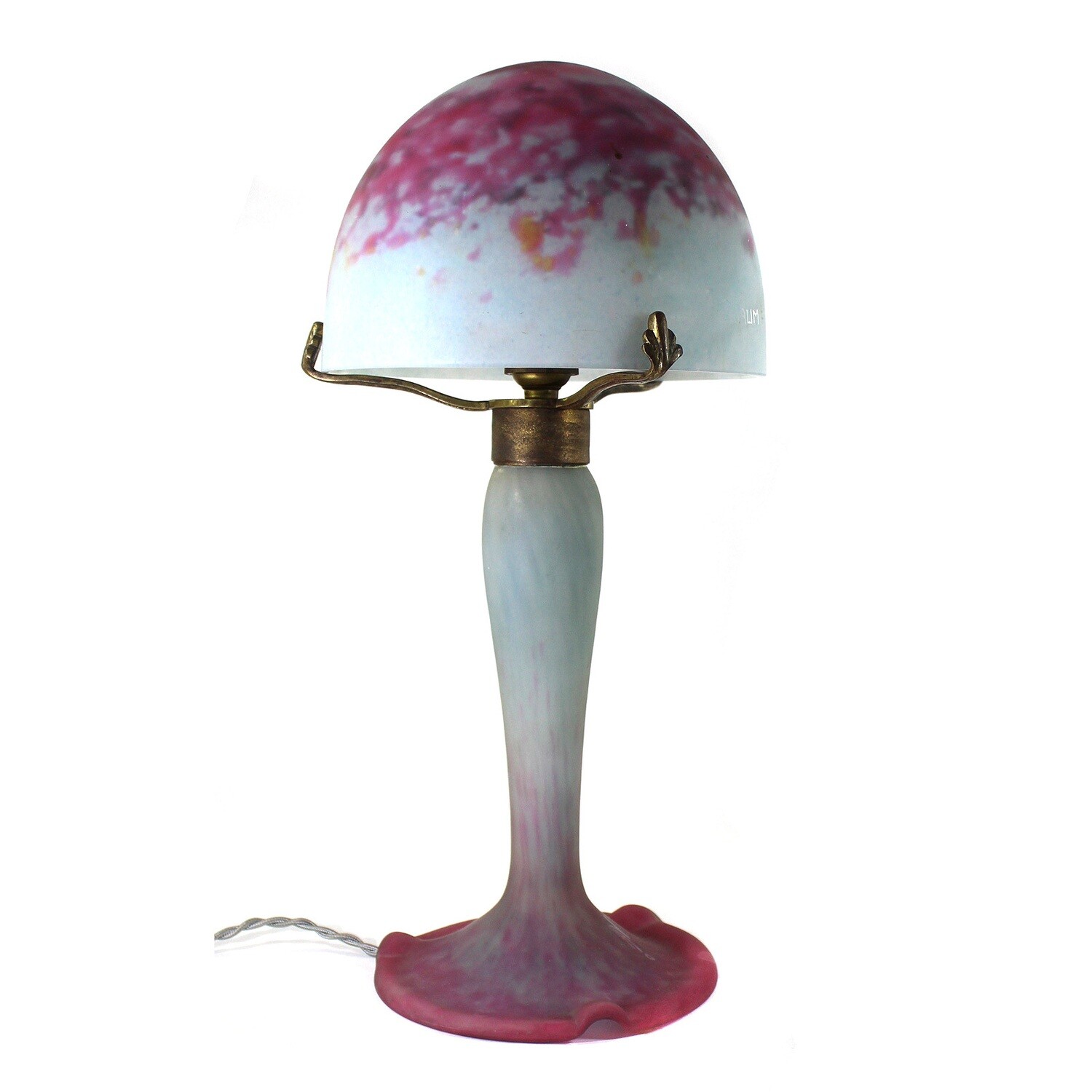 Pate de Verre Lampe mit Pulvereinschmelzungen und  Pseudo-Signatur DAUM