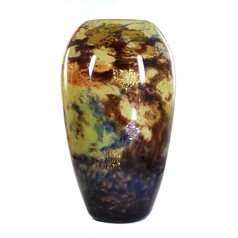 Large vase with blasted gold and silver foil, MULLER FRES LUNEVILLE circa 1925